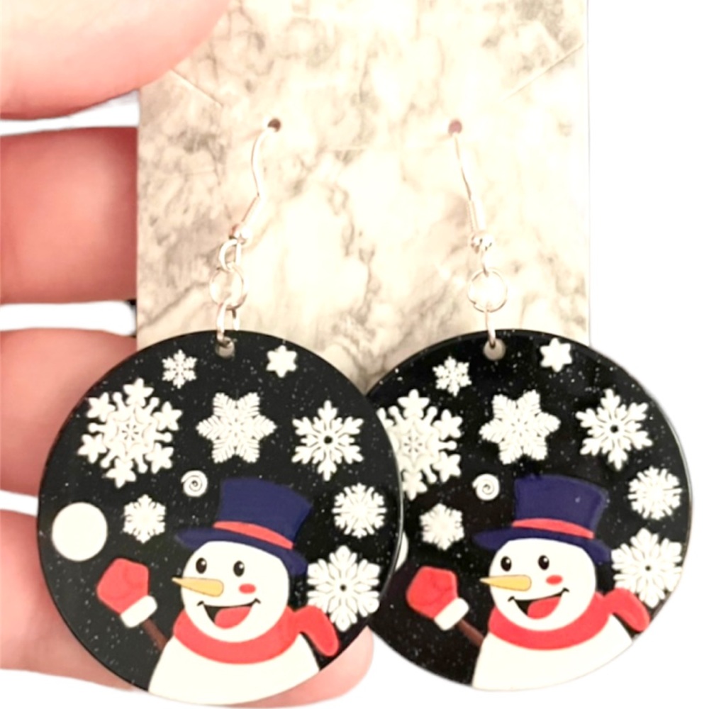 Snowman Christmas Earrings